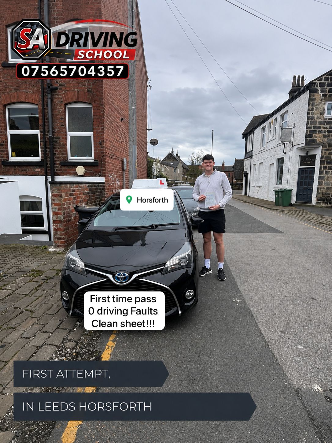 Driving student passing test in Leeds