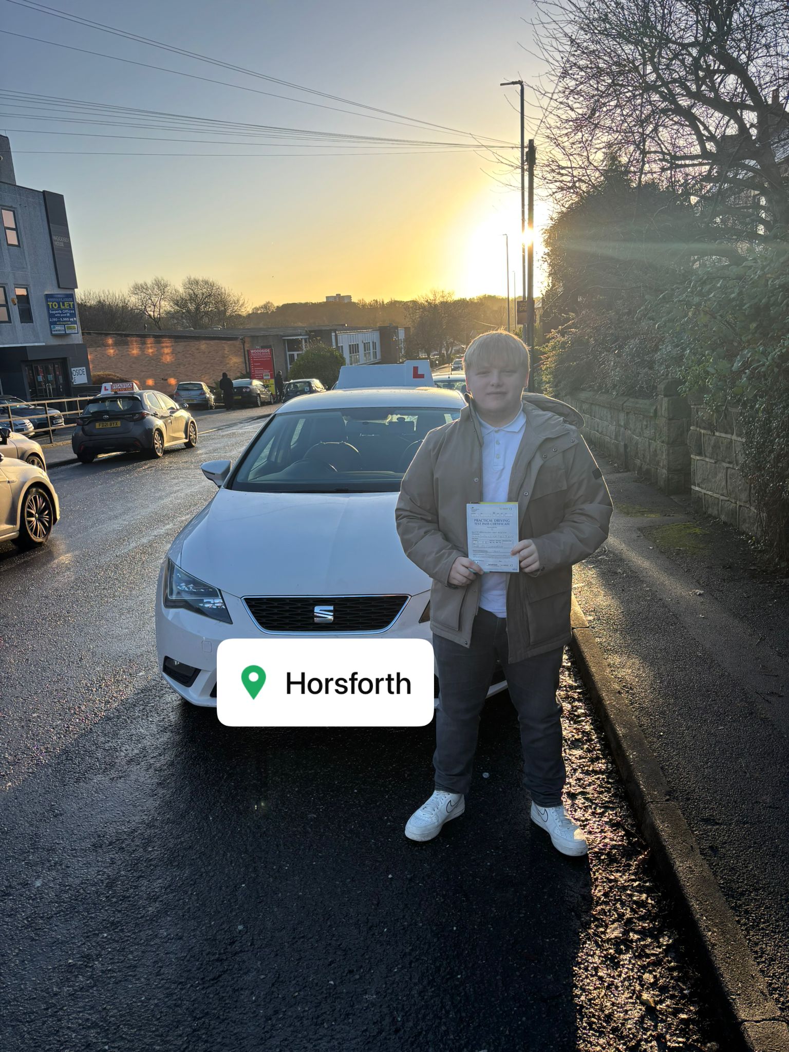 Driving student passing test in Leeds
