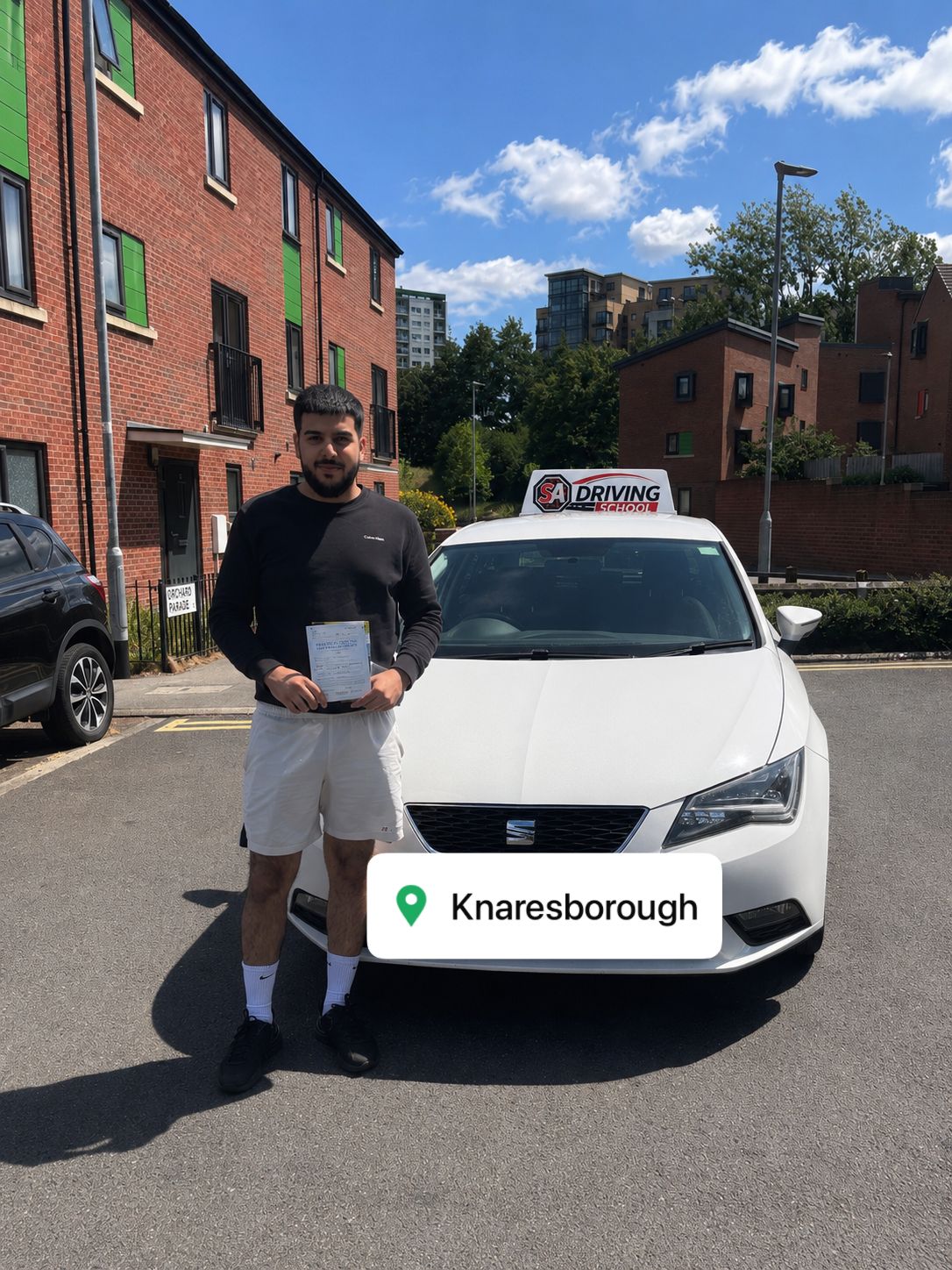 Driving student passing test in Leeds